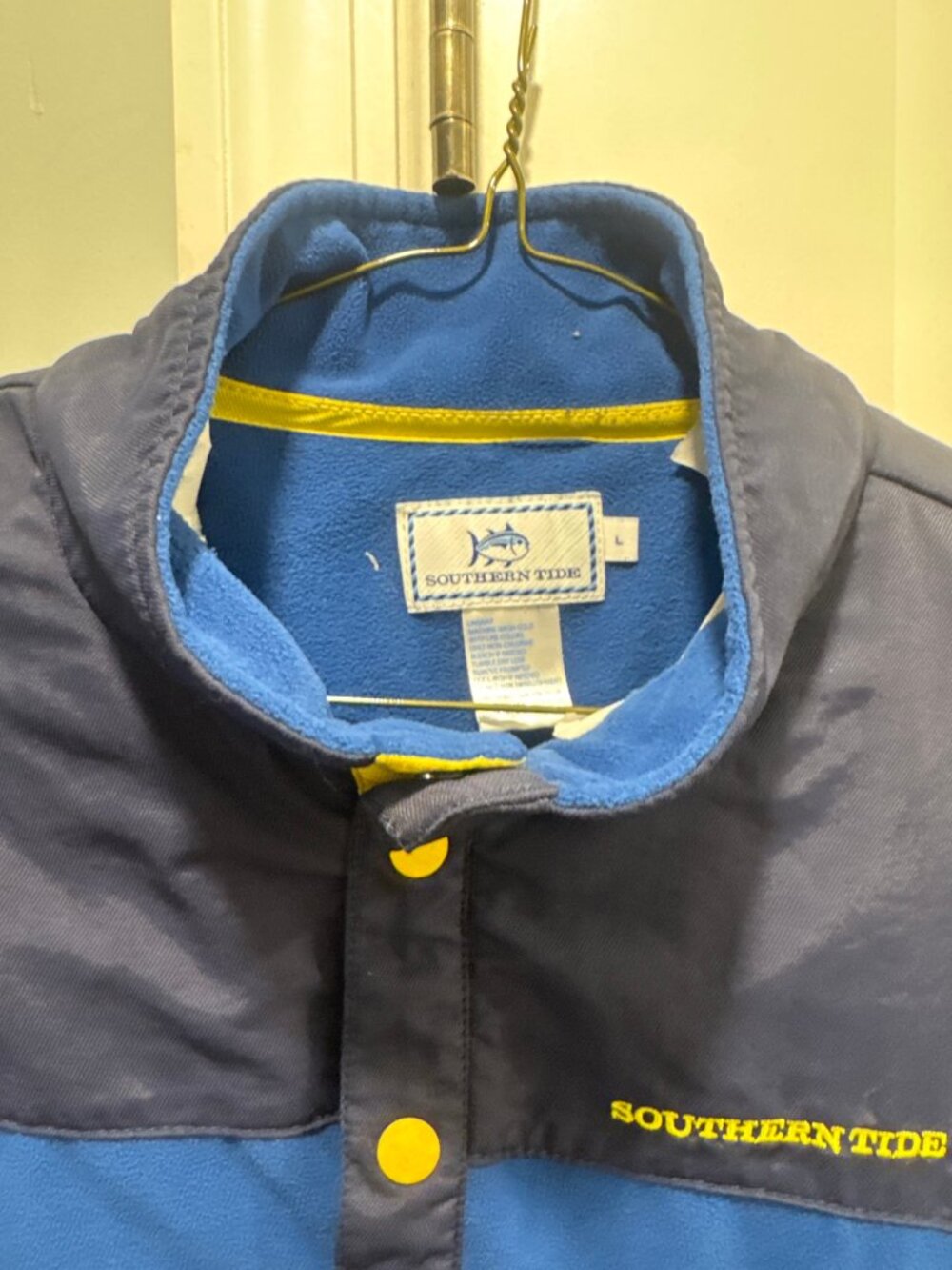Southern Tide Blue Fleece Snap Pullover Mens Large